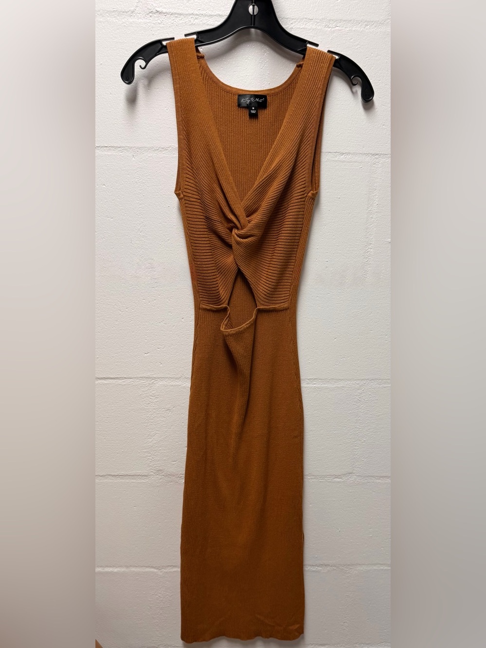 Say What? Open Knot-Front Ribbed Midi Dress